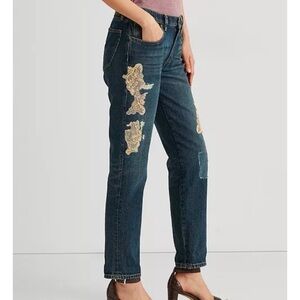 Lauren Ralph Lauren Lace Patchwork
Relaxed Tapered Ankle Jeans